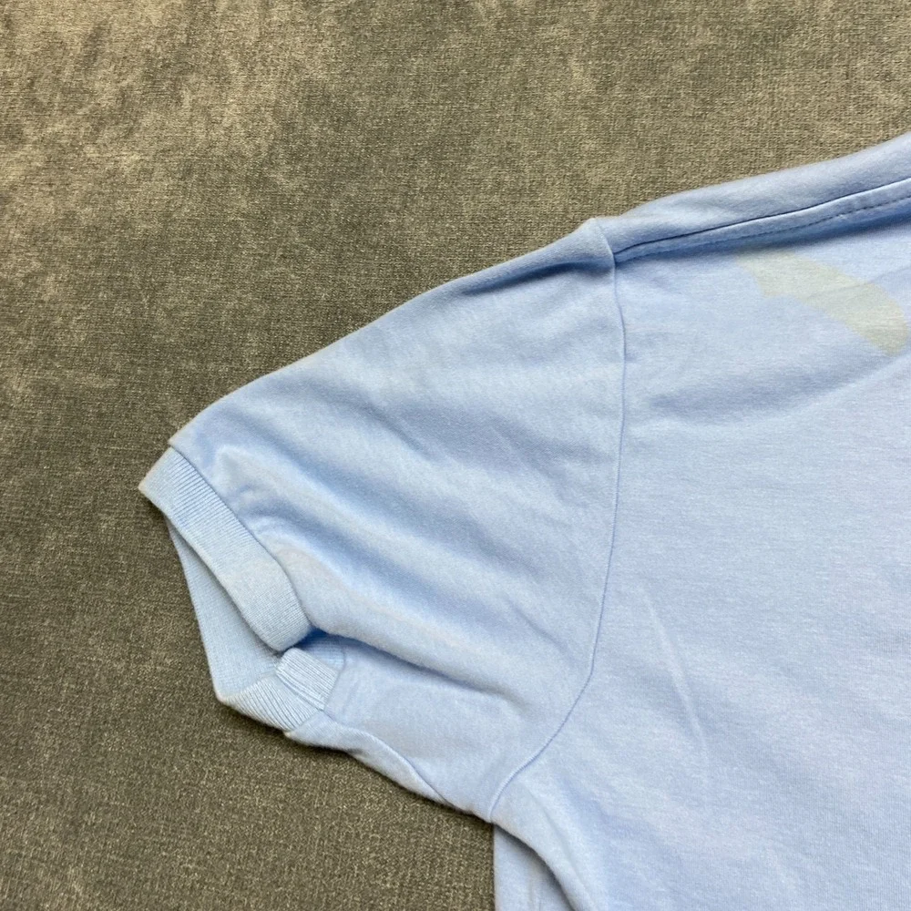 VTG Polo Ralph Lauren Polo Shirt Mens Medium Blue Cotton Hi Low Hem Pony